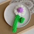 Handmade crochet chamomile flower in white and purple for spring home decoration - Purple