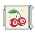 Italienischer Charm-Link mit 8-Ball-Kirsch-Design auf Edelstahl-Modularmband - Nr. 8 Ball Kirschmuster(HA-329)