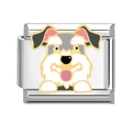 Italiaanse armband link met Schnauzer hond motief van emaille en roestvrij staal - Schnauzer Stijl (HA-337)