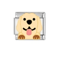 Italiaanse bedelarmband schakel met geel Golden Retriever puppy hond ontwerp - Golden Retriever Stijl (HA-338)