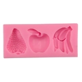Moule en silicone rose avec formes de fraise, pomme et banane pour la pâtisserie DIY - Style Banane Fraise Pomme / Rose