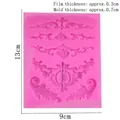 Pink silicone vine lace cake mold with baroque relief patterns for fondant decoration 13x9cm - 13x9x0.7cm / Random (Usually Pink)