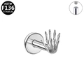 Macro detail of skeleton hand piercing stud in ASTM F136 titanium with internal threading - Silver Skeleton Hand Style (G23LAI888-S1208090)
