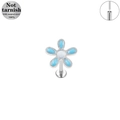 316L surgical steel labret stud with blue enamel flower design for lip and ear piercing - Sky Blue Flower (LP023-SB1208)