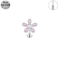 Detail of pink floral surgical steel labret stud with internal push-in connection detail - Pink Flower (LP023-SP1208)