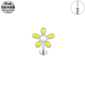 Yellow flower lip stud made of 316L surgical steel with non-tarnish silver finish - Yellow Flower (LP023-SY1208)