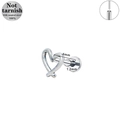 316L surgical steel heart labret stud with internal thread and hollow design - Silver Cutout Heart Style (LP020-S1208)