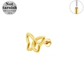 Makroansicht des goldenen Schmetterlings-Lippensteckers aus 316L Chirurgenstahl mit Gewinde - Gold Schmetterling Stil (LP034-G1208)