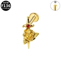 Macro detail of G23 titanium gold rose and dagger stud with internal thread design - Gold Rose Dagger