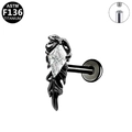 ASTM F136 titanium piercing jewelry in black finish with leaf design and clear zircon - Black Leaf Style (G23LAI805-B1208140)