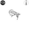 Macro detail of G23 titanium labret stud featuring a swallow bird design with screw thread - Silver Swallow Style (G23LAI1066-S1208060)