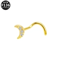 Nasenstecker aus goldenem Titan F136 mit Mondsichel-Design und klaren Zirkonia-Steinen - Goldener Mond Stil (G23NRW648-G0807060)