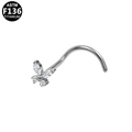 Nasenstecker aus F136 Titan mit Schmetterlings-Design und klaren Zirkonia-Steinen - Silberner Schmetterling Stil (G23NRW649-S0807085)