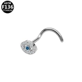 F136 Titan Nasenstecker Evil Eye mit blauem Kristall und funkelnden Zirkonia Steinen - Silberner Böser Blick Stil (G23NRW650-SBLCL0807088)