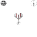 316L surgical steel pixel heart labret stud with red stripes and flat back design - Striped Pixel Heart Style (LP021-S1208)