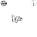Surgical 316L steel butterfly labret stud with 1.2x6mm internal thread design - Silver Butterfly Style (LP034-S1208)