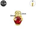 G23 titanium internal thread stud with gold finish and vibrant red round zircon gem - Gold Round Prong Set Style (G23LAI797-G1208135)