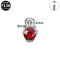 G23 titanium flat back stud with red heart gem and bat wings for ear or lip piercing - Silver Round Prong Set Style (G23LAI797-S1208125)