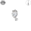 Detailed view of 316L surgical steel labret with heart zircon and crown top design - White Crown Heart Style (LP017-SR1208)