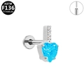 G23 titanium heart-shaped blue zircon stud earrings with internal thread design - Silver Blue Heart Style (G23LAP555-SBL1208125)