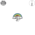 Detailed view of rainbow enamel piercing stud with 316L stainless steel internal threads - Rainbow White Cloud Style (LP030-S1208)