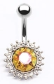 Bauchnabelpiercing aus Silber mit Sonnenblumen-Design und gelbem Schmuckstein - Gelb