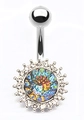 Silberner Bauchnabelpiercing mit Sonnenanhänger und schimmerndem Edelstein - Mehrfarbig