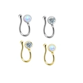 U-shaped faux nose ring set with cubic zirconia and opal stones in gold and silver - Opal / Steel