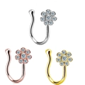 Détails des faux piercings de nez en forme d'U avec fleurs en zircone en trois couleurs - Design Petite Fleur en Zircone (5)