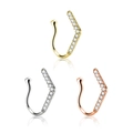 Clips de nez en U sans perçage avec zircons en V en finitions or, argent et or rose - V-Forme Rangée de Diamants (12)