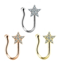 Vue détaillée de clips de nez en forme d'étoile en U argentés, dorés et en or rose poli - Style Étoile à Cinq Branches (13)