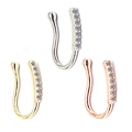 Three-piece U-shaped non-piercing nose clip set in gold and silver with sparkling rhinestones - Single Row Diamond Style (17) / White Gold