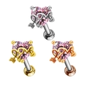 Orecchini per cartilagine a cuore in acciaio con motivo Love in argento oro e oro rosa - Freccia a Cuore Love (#33 Platino)
