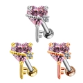 Tre orecchini a lobo a chiave a cuore con pietre rosa in finiture argento, oro e oro rosa - Chiave a Cuore in Strass Rosa (#29 Platino)