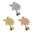 Tre piercing a tartaruga in argento, oro e oro rosa con pietre di zircone incastonate - Design a Forma di Tartaruga (#35 Platino)