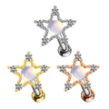 Orecchini helix a stella con finiture in argento, oro e oro rosa lucido - Stella a Cinque Punte Effetto Opale (#36 Platino)