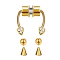 Makroansicht des magnetischen Septum-Ring-Sets mit Herzzirkon und Wechselaufsätzen - Gold Herz Zirkonia Stil (#2)