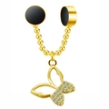 Detailed view of golden butterfly pendant with small rhinestones and black magnetic studs - Gold Butterfly Style (#1)