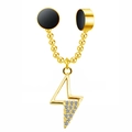 Detail of gold lightning bolt magnetic nose ring with pavé cubic zirconia inlay - Gold Lightning Style (#3)