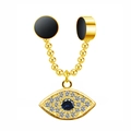 Gold magnetic evil eye nose ring with sparkling blue center and white zircon stones - Gold Evil Eye Style (#6)