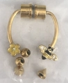 Golden magnetic horseshoe nose ring with enamel flower and bee charms with extra beads - Gold Bee Flower Style (#11)