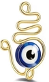 Golden snake shaped evil eye nose cuff with blue bead for non-pierced styling - Spiral Style (#1) / Platinum / Gold