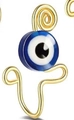 Boho golden nose cuff featuring a deep blue evil eye bead with spiral wire design - Wavy Style (#2) / Platinum / Gold