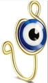 Golden non-piercing U-shaped nose clip featuring a blue Evil Eye bead decoration - U-Shaped Style (#3.) / Platinum / Gold