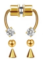 Goldener magnetischer Septum-Nasenring mit Zirkonia- und Spike-Aufsätzen zum Wechseln - Gold Zirkonia Stecker Stil (#8)