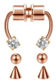 Magnetisches Septum-Nasenring-Set in Roségold mit Zirkonia und auswechselbaren Aufsätzen - Roségold Zirkonia Stecker Stil (#9)
