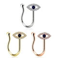 Anneaux de nez Evil Eye sans perçage en argent, or et or rose avec pierres bleues - Style Mauvais Œil (15)