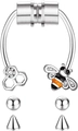 Silberner magnetischer Nasenring ohne Piercing mit Biene und Zirkonia Wabenmuster - Silber Biene Bienenwabe Stil (#16)