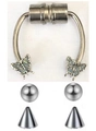Magnetisches Septum-Ring-Set mit Schmetterlings- und Spike-Aufsätzen in Silber-Finish - Silber Schmetterling Stil (#18)