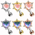 Ensemble de boucles d'oreilles cœur en acier inoxydable avec pierres de zircone - Cœur Strass Rose (#6 Platine Diamant Rose)